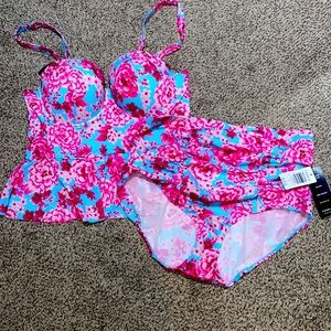 Torrid Vixen Tankini Swimsuit Peplum Top and High Waisted Bottom